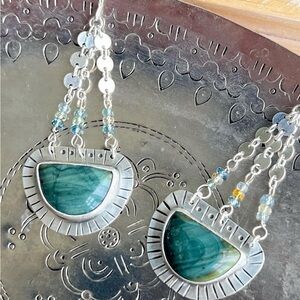 Jasper and Sterling Silver Dangle Earrings